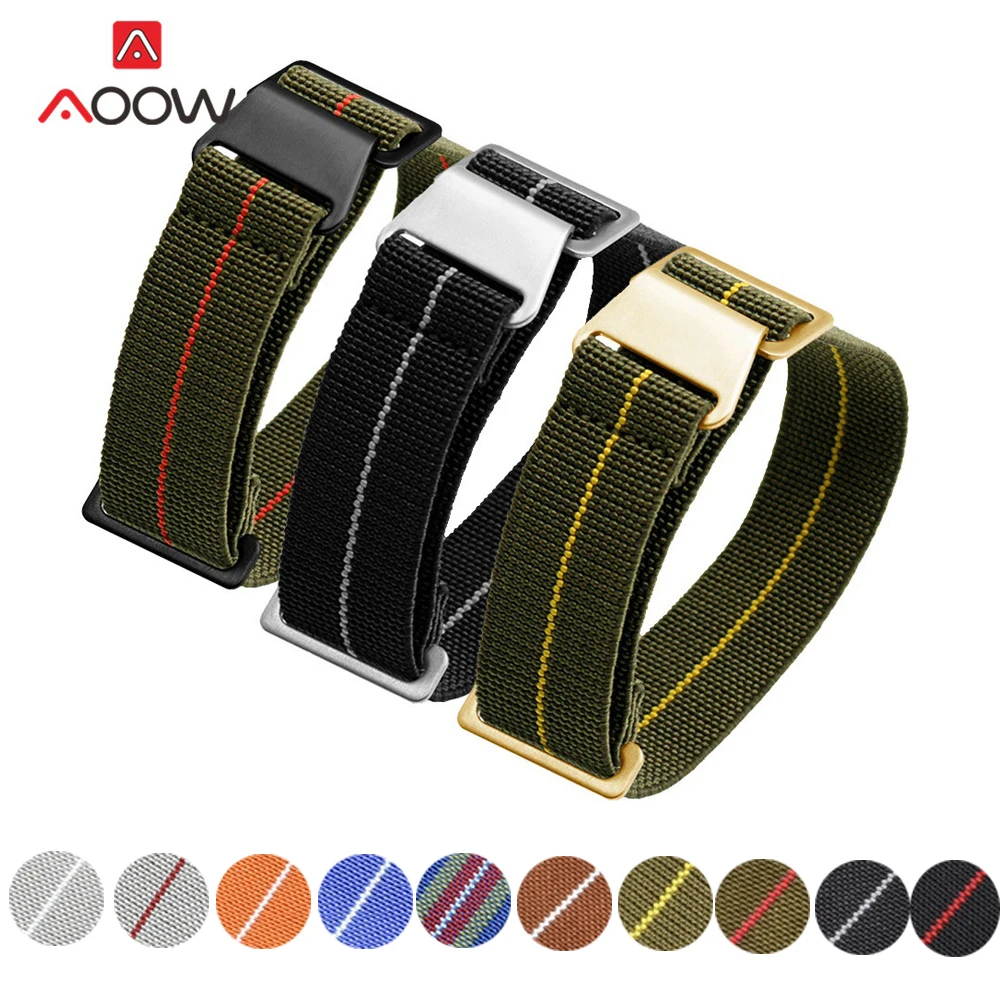 

NATO Nylon Straps Wacthband Belt Military Bracelet French Troops Parachute Bag Stainless Steel Gold Color Buckle Strap 20mm 22mm