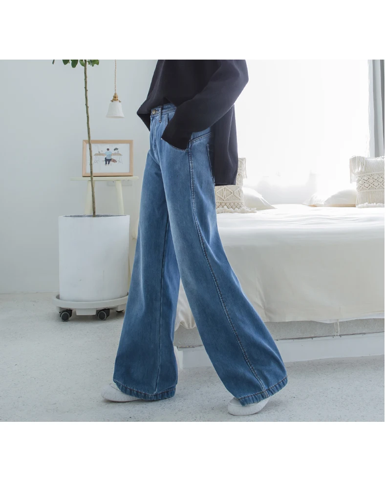 Easy High Waist Increase Cashmere Leg Jeans Woman Pants