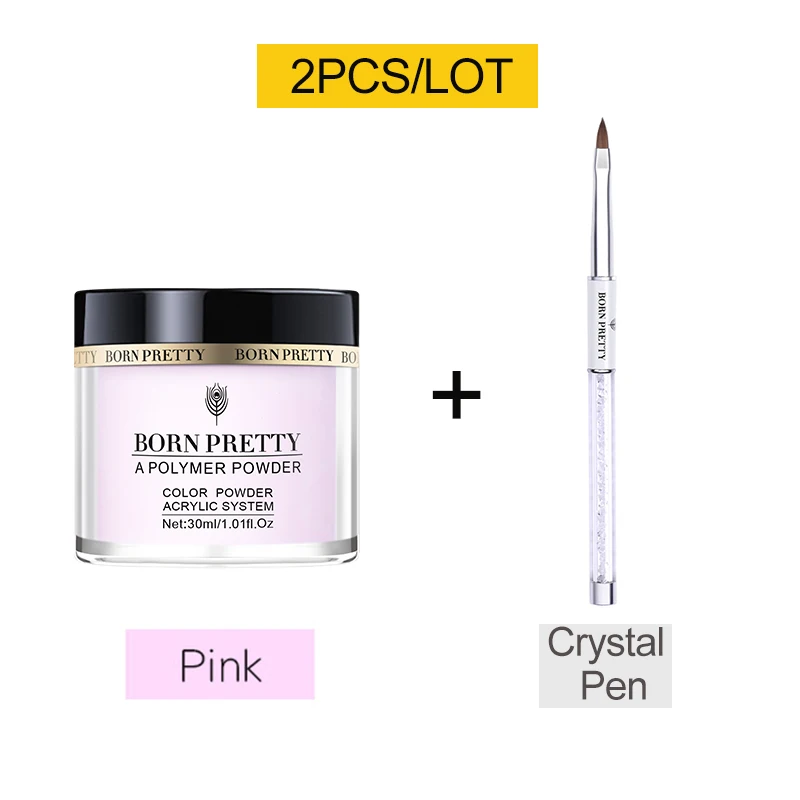 BORN PRETTY 30ml Acrylic Powder Carving Nail Polymer Tip Extension French Pink White Clear Adhesive Rhinestone Nail Art Powder - Цвет: 30ml Pink Set 2