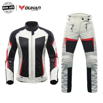 

DUHAN Women Motorcycle Racing Suit Summer Breathable Motorcycle Jacket+Motorcycle Pants Motobike Riding Protective Clothing