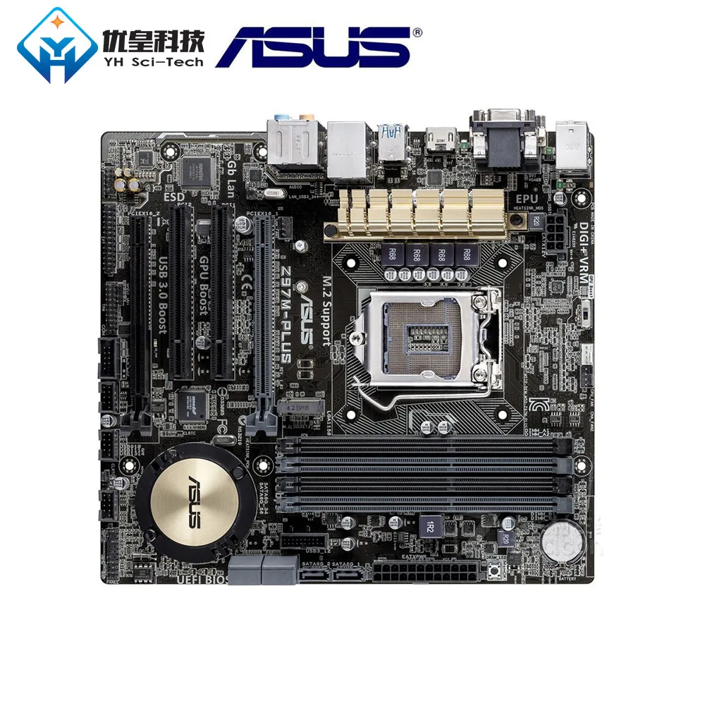 

Asus Z97M-PLUS Intel Z97 Original Used Desktop Motherboard Socket LGA 1150 Core i7/i5/i3/Pentium/Celeron DDR3 32G Micro ATX