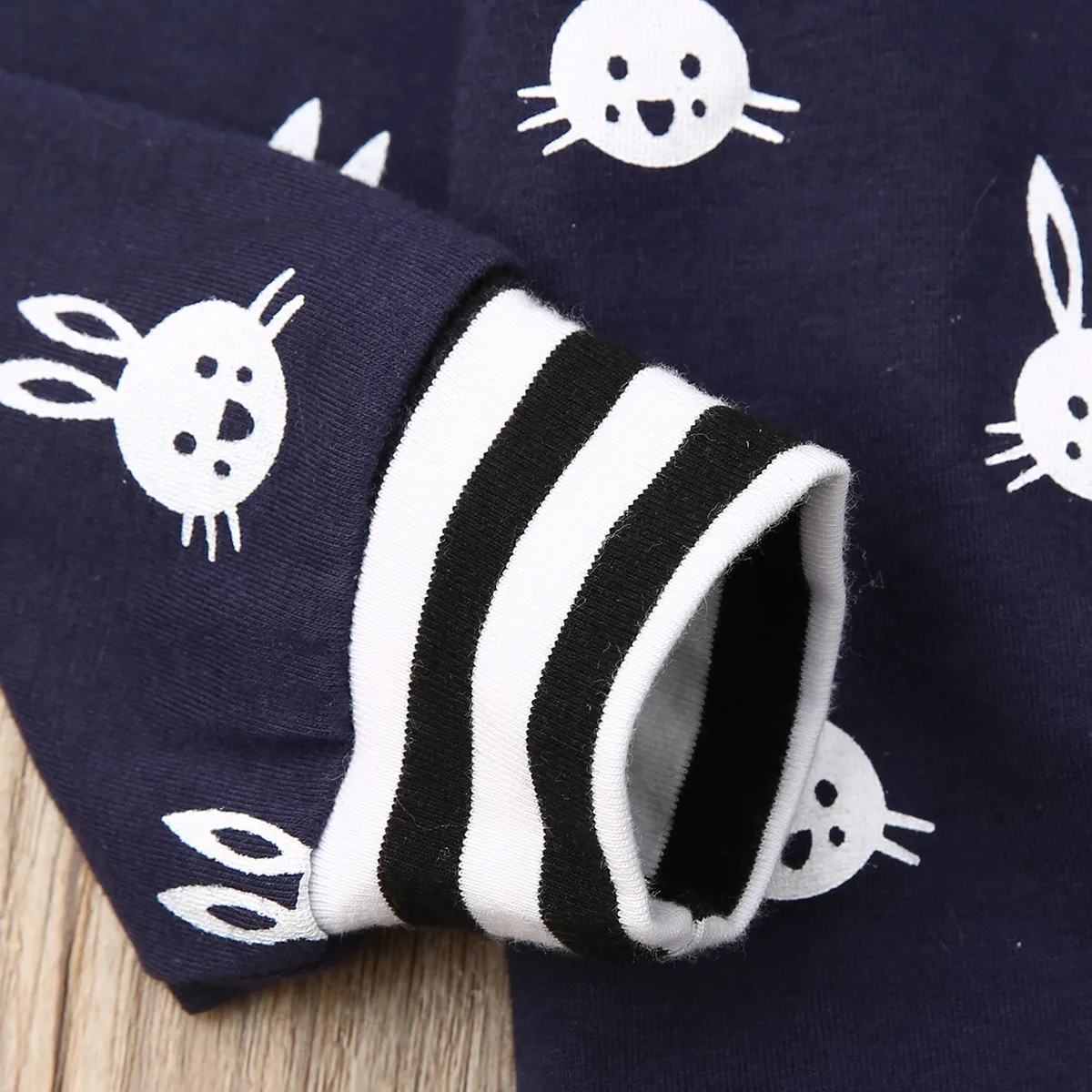 Newborn Kids Baby Boy Girl Outfits Clothes Sets Rabbit Print Ears Hoodie Tops+Long Pants Outfits