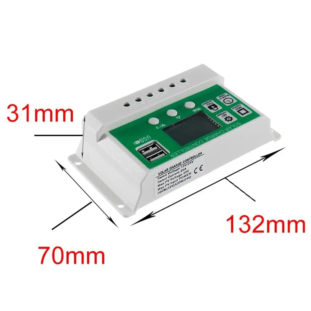 30A/20A/10A 12 В 24 в автоматический контроллер заряда ШИМ с ЖК-дисплеем Dual USB 5 В выход солнечная батарея для телефона регулятор PV домашний регулируемый