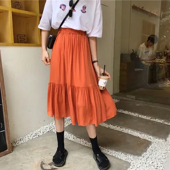 

Womens Skirt Vintage Clothes Long Skirts Black Harajuku Summer High Waist Streetwear 2020 Fashion flowy Spring Elastic Chiffon