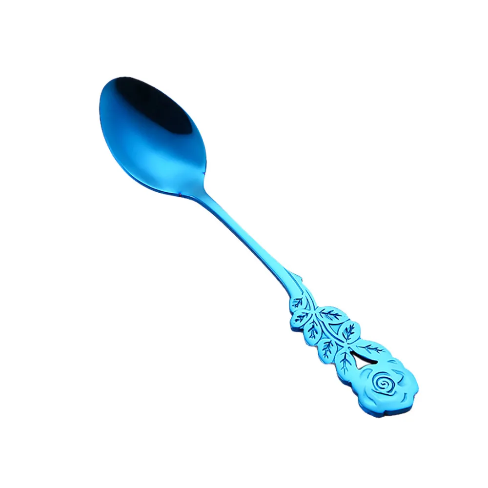 Красочные цветок из нержавеющей стали кофейная чайная ложка Spork Столовые приборы десертная ложка ручка кухонные столовые приборы