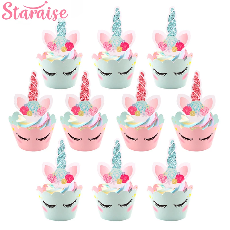 

Staraise 24pcs Unicorn Party Cupcake Wrappers Happy Birthday Decor Cake Topper Baby Shower Unicorn Cake Decor Wedding Favors Gif