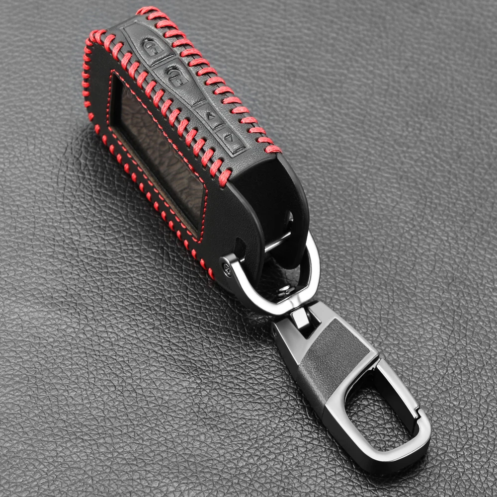 Leather Car Key Case For Starline E63 E90 E91 E61 E95 E66 2-Way Car Alarm LCD Remote Controller Keychain Transmitter Keys Cover key case key case cover