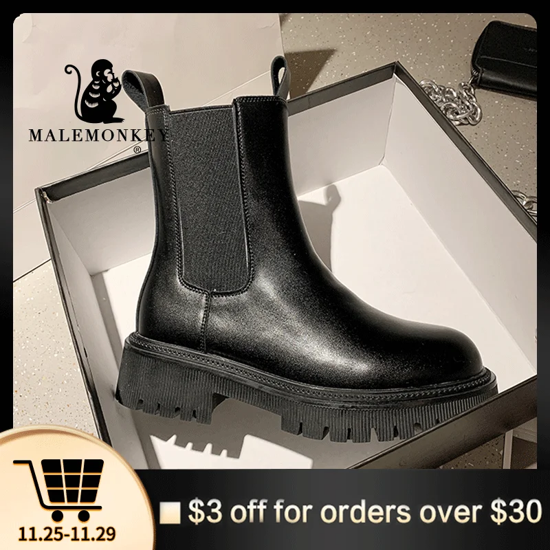 Модные ботинки Челси Женская обувь на платформе Коллекция 2021 года