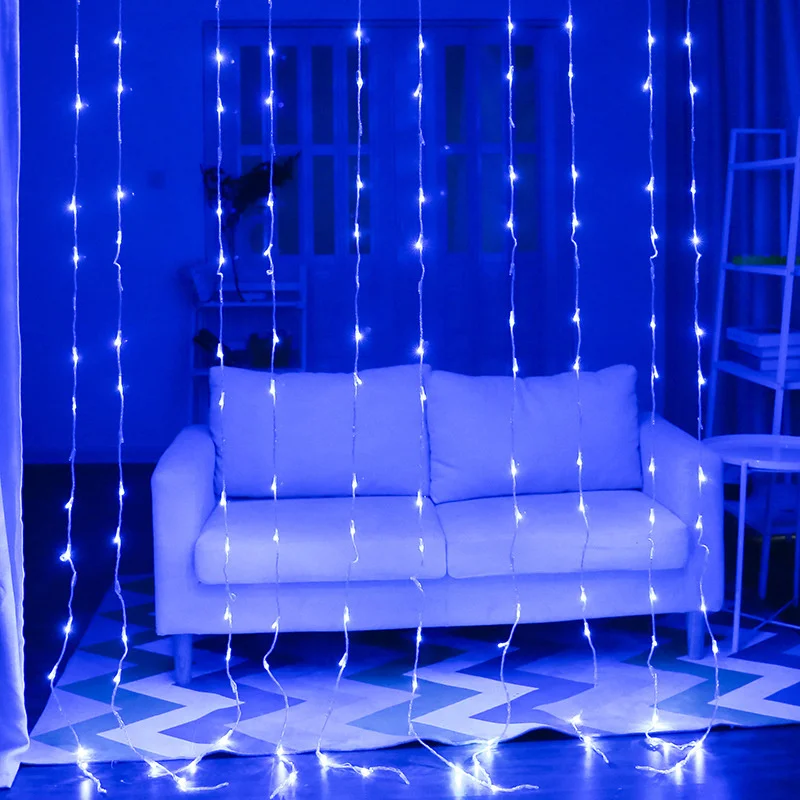 LED 3X2/3X3M Waterfall Curtain Icicle String Lights Meteor Shower Garland Fairy Lights for Christmas Wedding Party Garden Decor