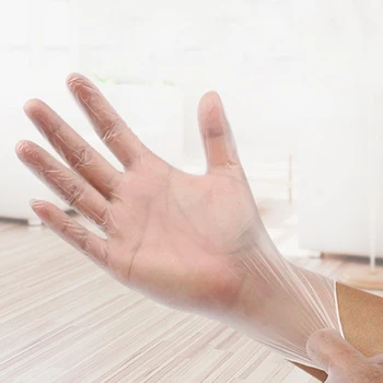 

S / M / L Sizes 100pcs Transparent Disposable Gloves Hotel Home Use For Household Cleaning Gardening Gloves Practical