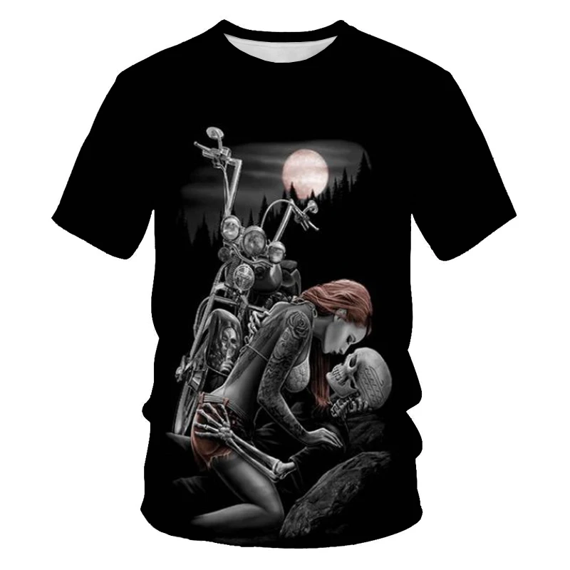 

Summer Skeleton Beauty 3D Digital Printed T-shirt Men's Short Sleeve Shirt O-Neck T-Shirt