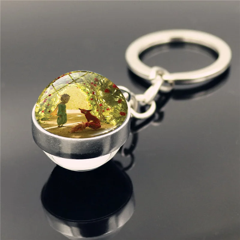 Don't Be a Boring Adult! Le Petit Prince B-612 Planet The Little Price keyring Fox Rose Classical Fairy Tale Glass Ball Keychain