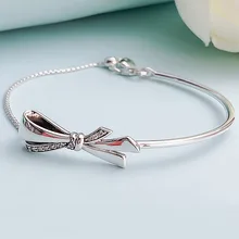 Блестящий бант, шаровая застежка, регулируемый браслет, браслет, подходит для женщин, 925 пробы, серебряный браслет, бусины, шарм, сделай сам, европейская бижутерия