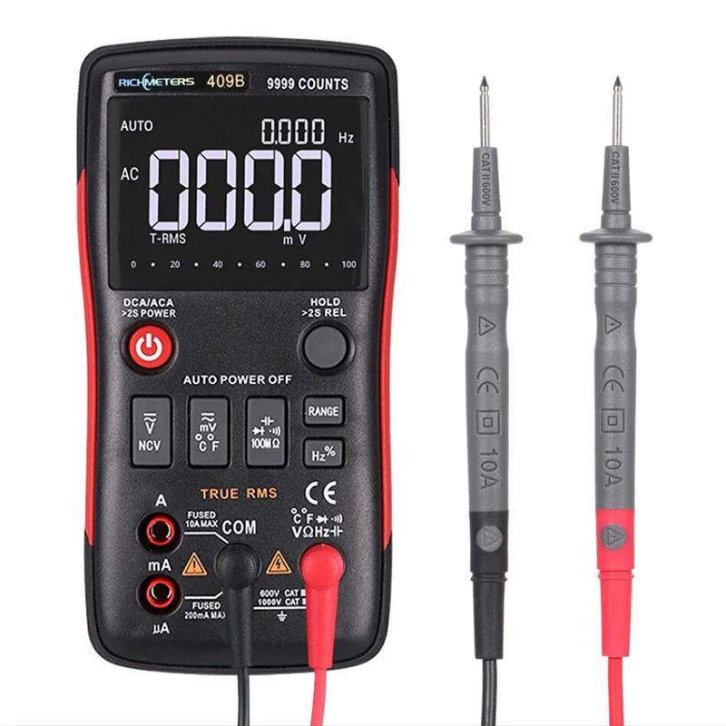 RM409B Digital Multimeter Button 9999 Counts Analog Bar Graph AC/DC Voltage Ammeter Current Ohm Auto/Manual