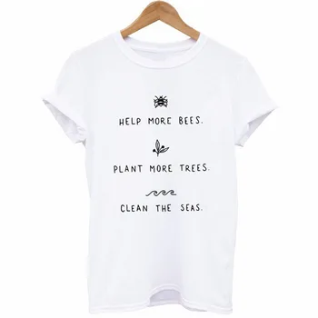 

2020 Summer Help More Bees T Shirt Women Plant More Trees Graphic Tees Women Save The Seas Graphic Tees Women Shirts