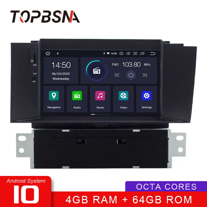Автомобильный DVD-плеер TOPBSNA Android 10 для Citroen C4 C4L DS4 2011 2012 2013 2014 2015 2016 мультимедийный GPS