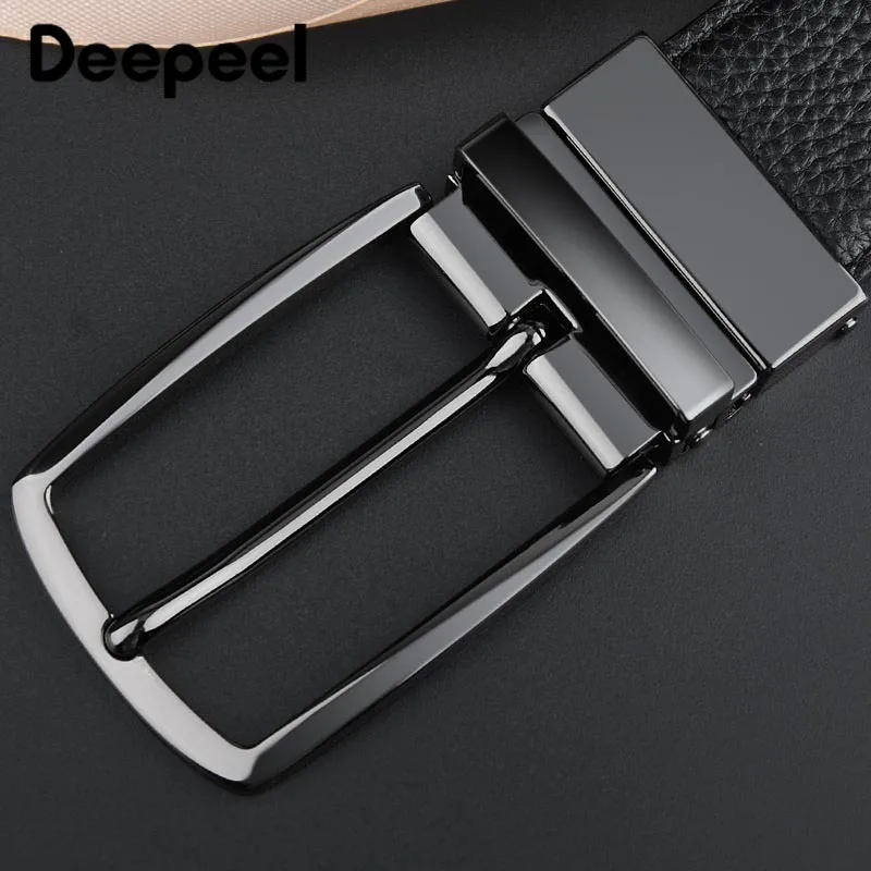 Deepeel 3,5*110-130 см мужской кожаный ремень с пряжкой, деловой Повседневный первый слой из воловьей кожи, Мужской Двусторонний Ремень для брюк YK613