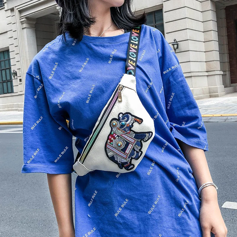 

Summer Bag Women's 2018 New Style Embroidered Baby Elephant Decoration Multi-functional Wallet Casual Simple Shoulder Bag