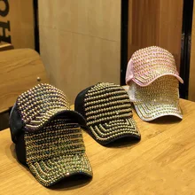 Женские бейсболки в европейском стиле, весна-осень, стразы, хип-хоп, уличный стиль, модные, подходят ко всему, для сцены, шоу, регулируемые, 54-58 см