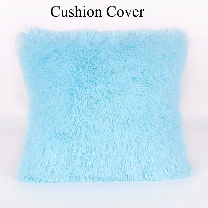 blue cushion cover Красивая Подушка для дивана, одноцветная, розовая, белая, синяя, плюшевая подушка для украшения дома, диванные подушки - Цвет: blue cushion cover