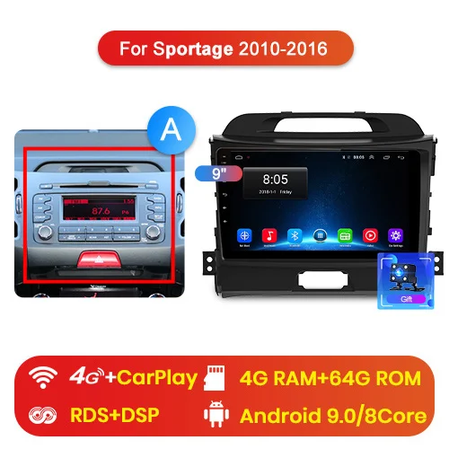 4G (4GB 64GB) A Junsun V1 2G+ 32G Android 9,0 DSP автомобильный Радио Мультимедиа Видео плеер навигация gps 2 din для KIA Sportage 3 2010 2011- без dvd - Цвет: 4G (4GB 64GB) A