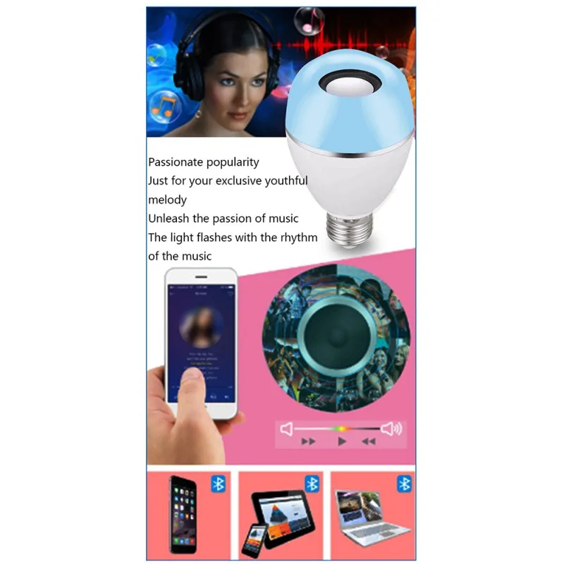 Bluetooth музыкальный светильник Беспроводная светодиодная лампа динамик RGB умная музыкальная лампа E26 база изменение цвета с пультом дистанционного управления украшения