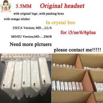 

DHL 20Pcs/Lot AAAA+ Quality 3.5mm Headphone in Ear Headphones Earphone With Remote Mic for ip SE 5 5s 6 6S plus,with retail Box