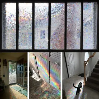 

Tinted 3D No Glue Static Decorative Privacy Window Rainbow Films for Stained Glass Self-Adhesive Film Anti UV Glass Sticker