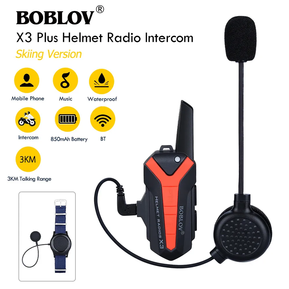 BOBLOV X3plus 3 км мотоциклетный шлем Беспроводная рация переговорное устройство 2