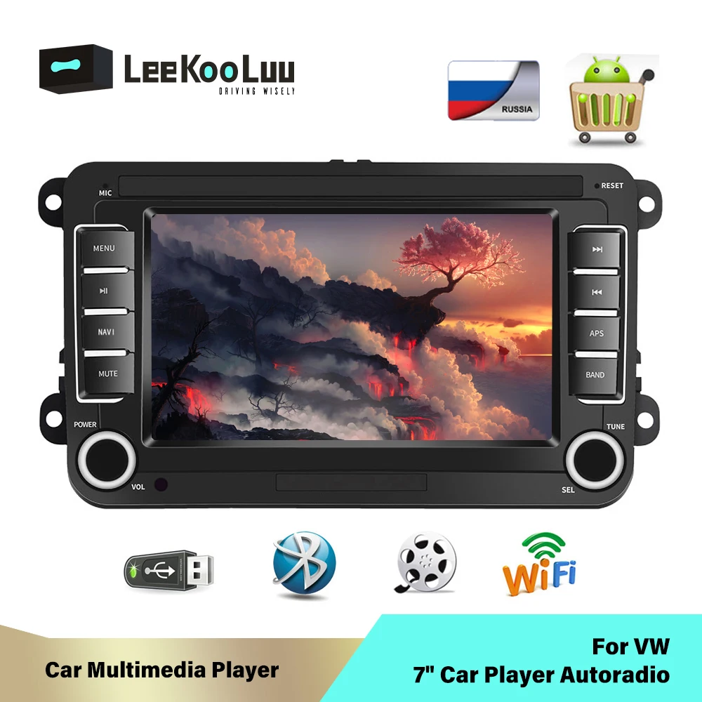 Автомагнитола LeeKooLuu 2 Din мультимедийный стерео-проигрыватель на Android с