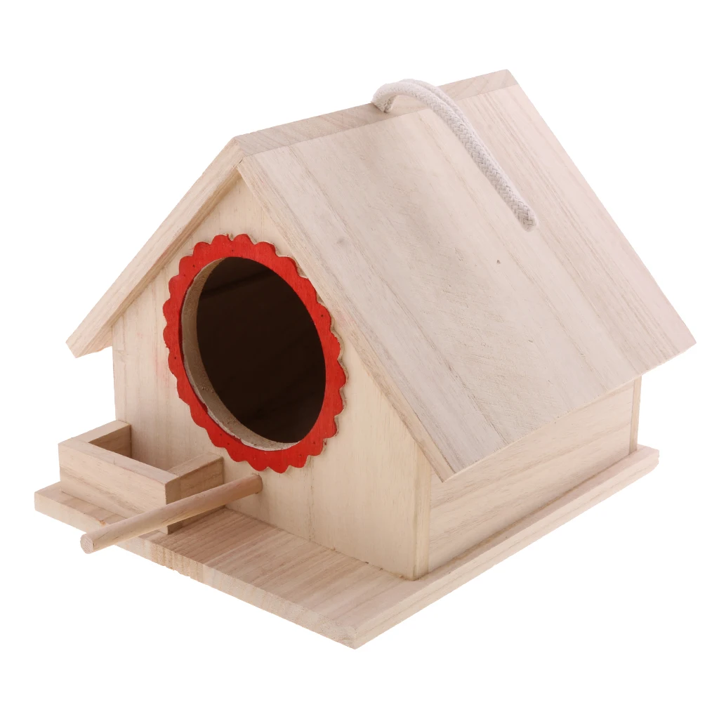 Wooden Wild Bird Nest Box Nesting Feeding Feeder Station House &Stick Yard L