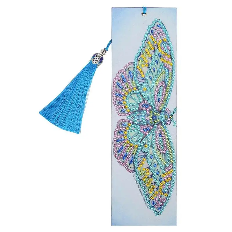 04 New Year Christmas gift 5D DIY Diamond Painting Leather Bookmark Tassel Book Marks Special Shaped Diamond Embroidery DIY Craft - Color: 04