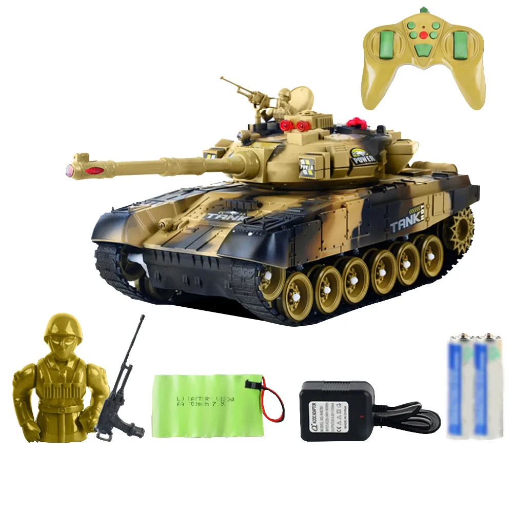 Радиоуправляемый Военный радиоприемник, камуфляжный Тактический автомобиль, основной боевой военный основной боевой танк, модель звукового отката, электронные игрушки для мальчиков - Цвет: Brown44cm