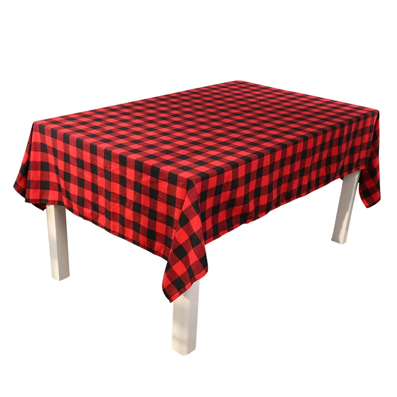A Christmas Table Cloth Rectangle Decorative Table Cover Festive Holiday Decorations Red And Black Plaid/Black And White Plaid - Цвет: A