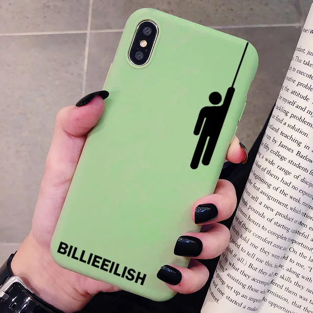 Зеленый Billie Eilish чехол с логотипом для iPhone 11 Pro XR X Xs Max 8 7 6 Plus 6S Мягкий силиконовый чехол для телефона Smart Coque роскошный - Цвет: Зеленый