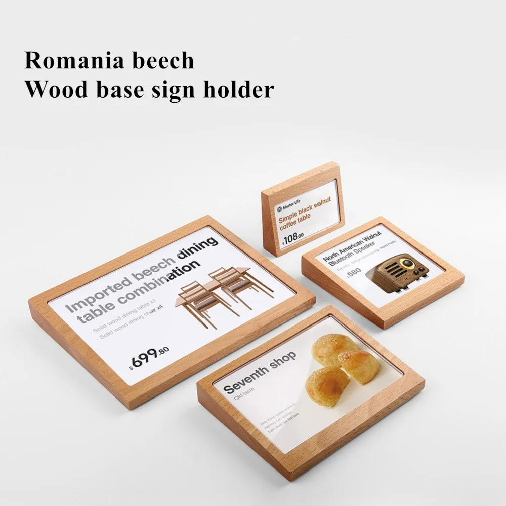 

sviao slanted wooden sign holder for tag label photo picture