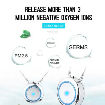 

Portable USB Rechargeable Air Purifier Wearable Necklace Negative Ionizer Anion Air Cleaner Air Freshener