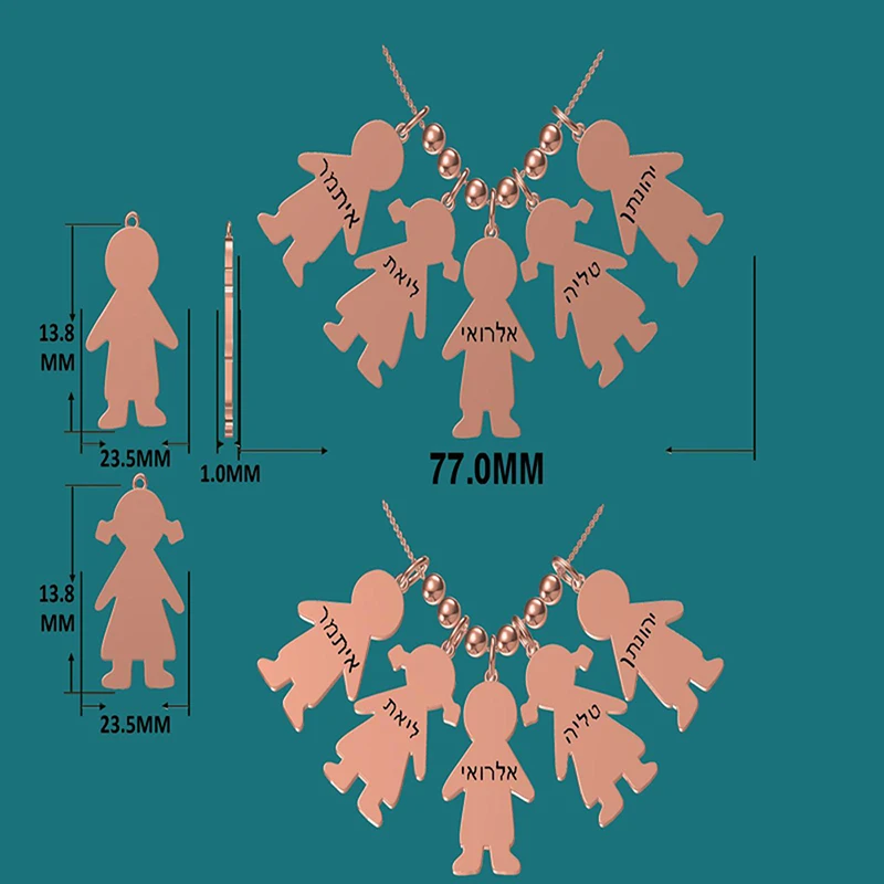 StrollGirl, новинка, цепочка из серебра 925 пробы, на заказ, с гравировкой, детское имя, 3, Детская Подвеска, ожерелье для женщин, ювелирные изделия для мамы, подарки - Окраска металла: 5 people