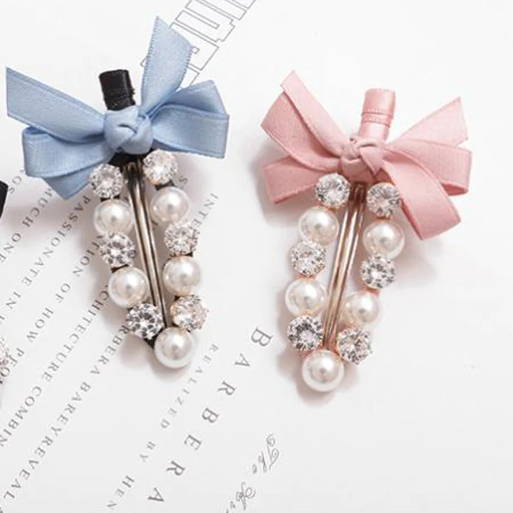 

New Bow Style Pearl Hairpins Fashion Imitiation Pearl Hair Clips Accessories for Women Girls Hollow Barrettes Handmade Headwear