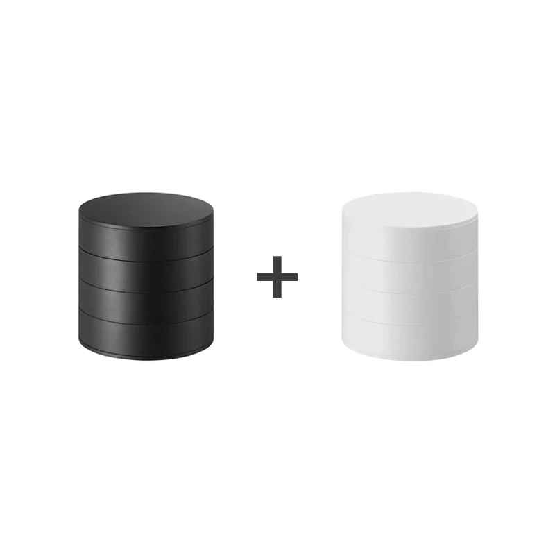 A-black and A-white Вращающаяся коробка для хранения ювелирных изделий, 4 слоя, органайзер для косметики, губная помада, Пыленепроницаемая коробка для хранения с крышкой, Joyero Giratorio - Цвет: A-black and A-white