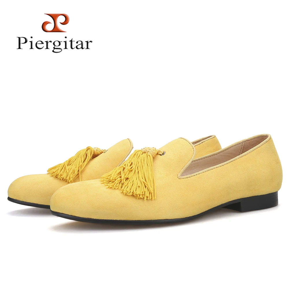 yellow velvet loafers