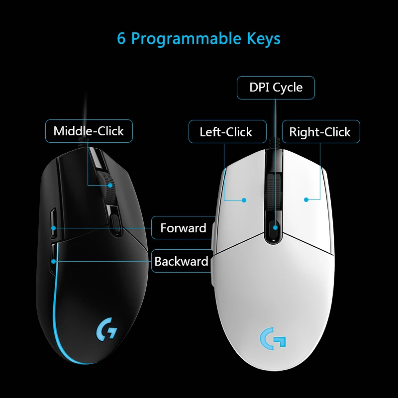 Logitech g102 gaming wired mouse jogo óptico