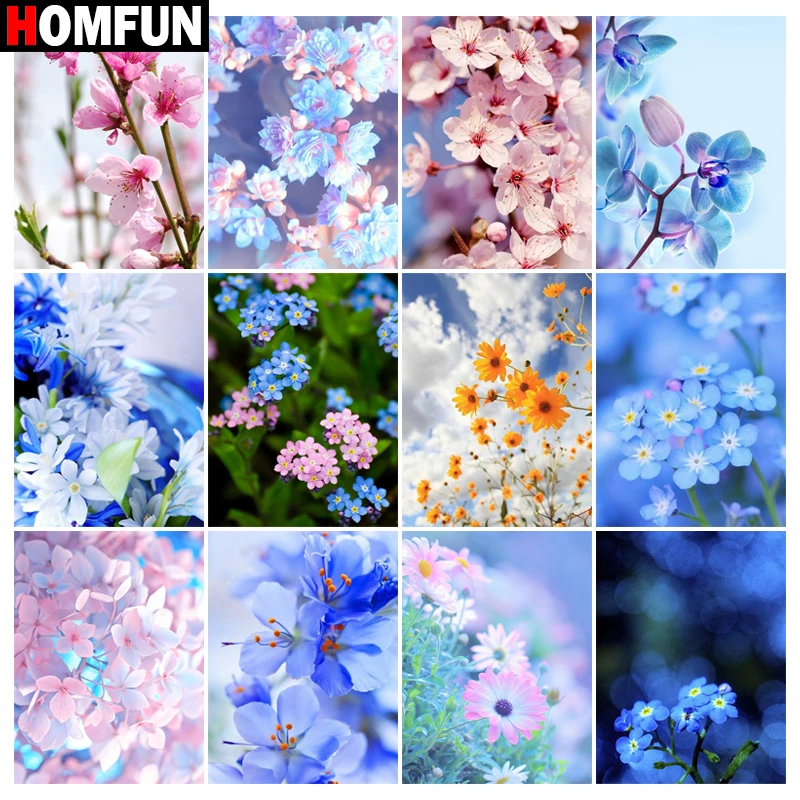 Алмазная живопись HOMFUN цветок ромашки Голубые квадратные/круглые стены Декор