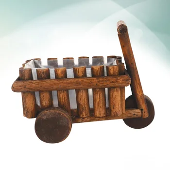 

Wooden Small Cart Flower Pot Creative Fleshy Plant Pot Shop Window Garden Decor Ornamental Artificial Flower Wheelbarrow Planter