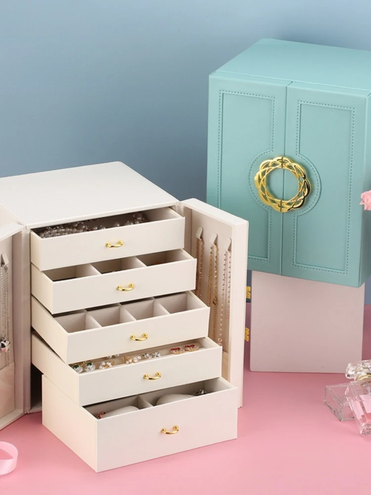 

Makeup Organizer Box Modern Travel Earrings Ring Jewelry Box High Quality Portable Multilayer Gift Jewelry Storage Box Storage