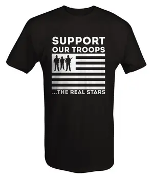 オンライン 2019ファッションホットサポート兵士たちを本当の星の軍事旗soliders Tシャツtシャツ