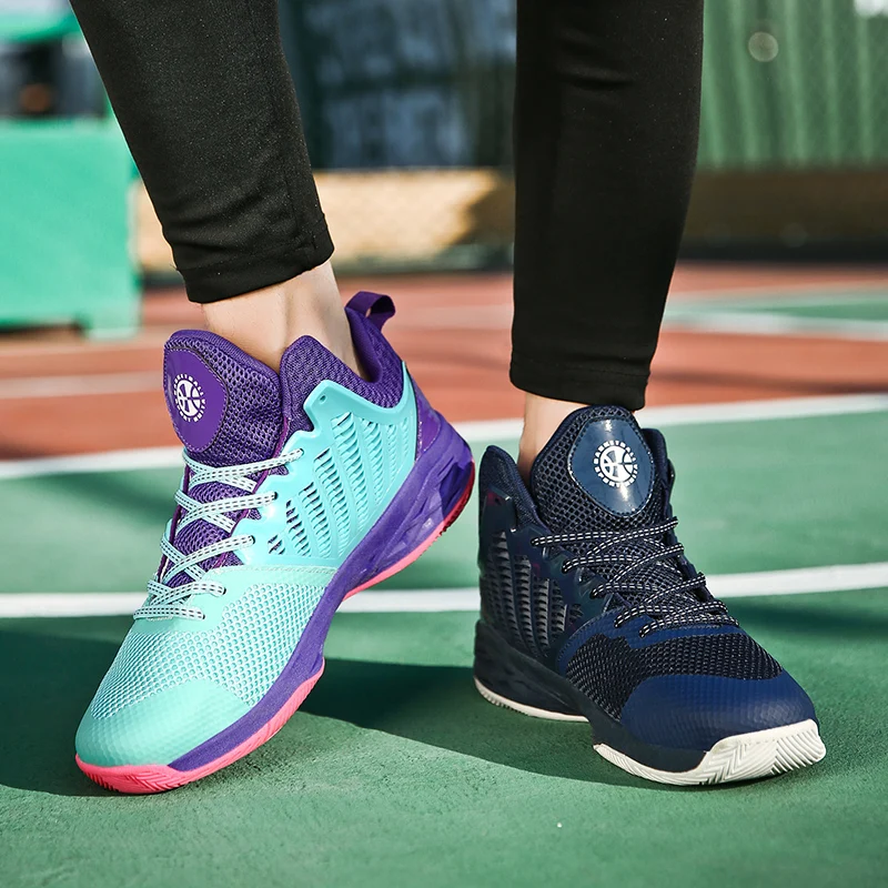 Новинка, баскетбольные кроссовки, мужские, для мальчиков, с высоким верхом, противоударные кроссовки, Нескользящие, Jordan, ретро Обувь, Basket Homme Chaussure - Цвет: purple blue