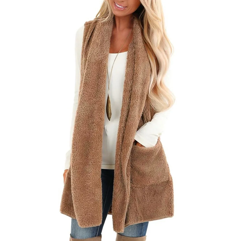 MChoice Women Fashion Vest Sleeveless Coat Outerwear Long Hair Jacket