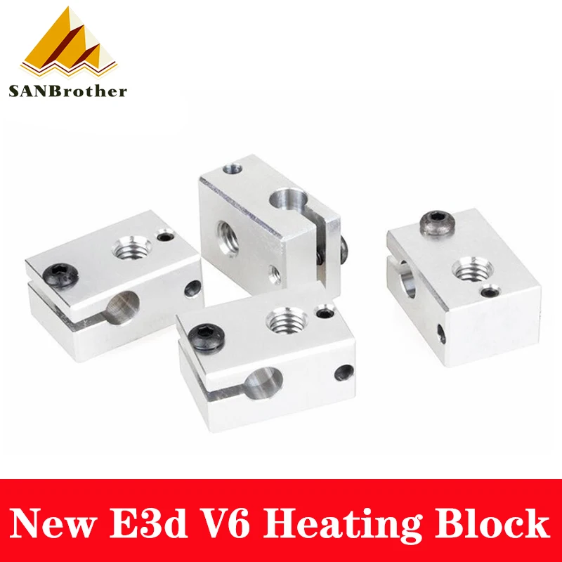 

1Pcs Aluminum V6 Heater Block HotEnd For PT100 sensor cartridge Themocouple&Thermistor for 3D Printer Extruder hot end parts kit