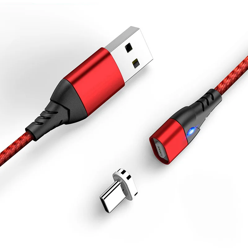 Магнитный кабель для быстрой зарядки usb type C кабель светодиодный магнитный зарядный кабель Micro USB для iphone - Цвет: Красный